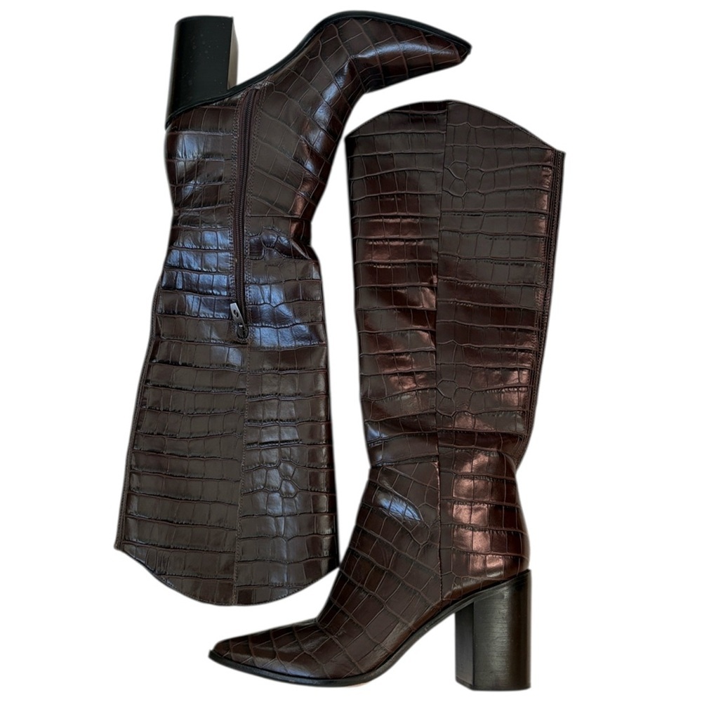 EUC Franco Sarto Leather Ticada Knee High Boots Brown Size 10 - Picture 2 of 11